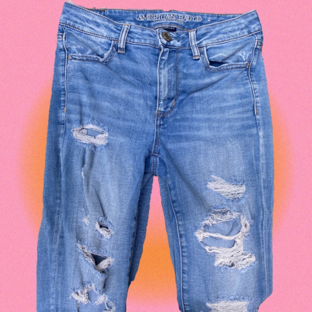 american eagle distressed high rise jegging